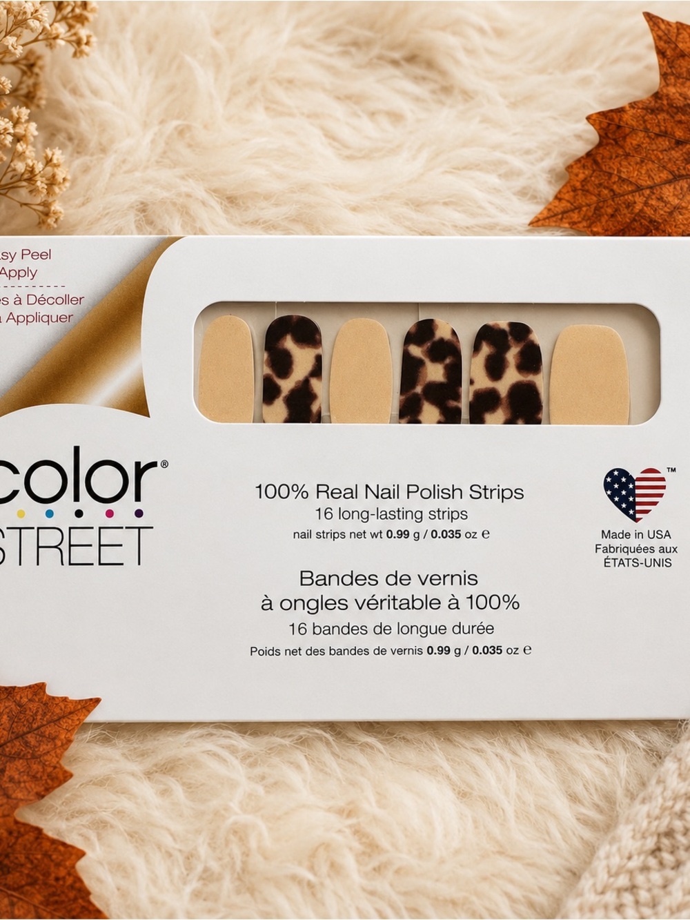 Color Street Beige & Leopard Print Nail Polish Strips Cheetah Animal